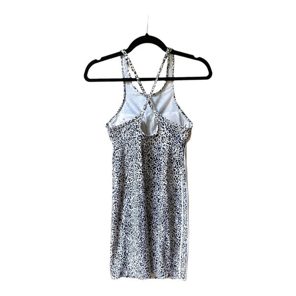 Athleta Size 32 B/C White Blue Black Zimbabwe Padded Leopard Print Swim Dress - Picture 6 of 7